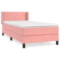 cadre de lit avec matelas Rose 100x200 cm Velours