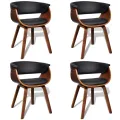 Chaises à manger lot de 4 bois courbé et similicuir