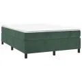 cadre de lit et matelas Vert foncé 140x190cm Velours