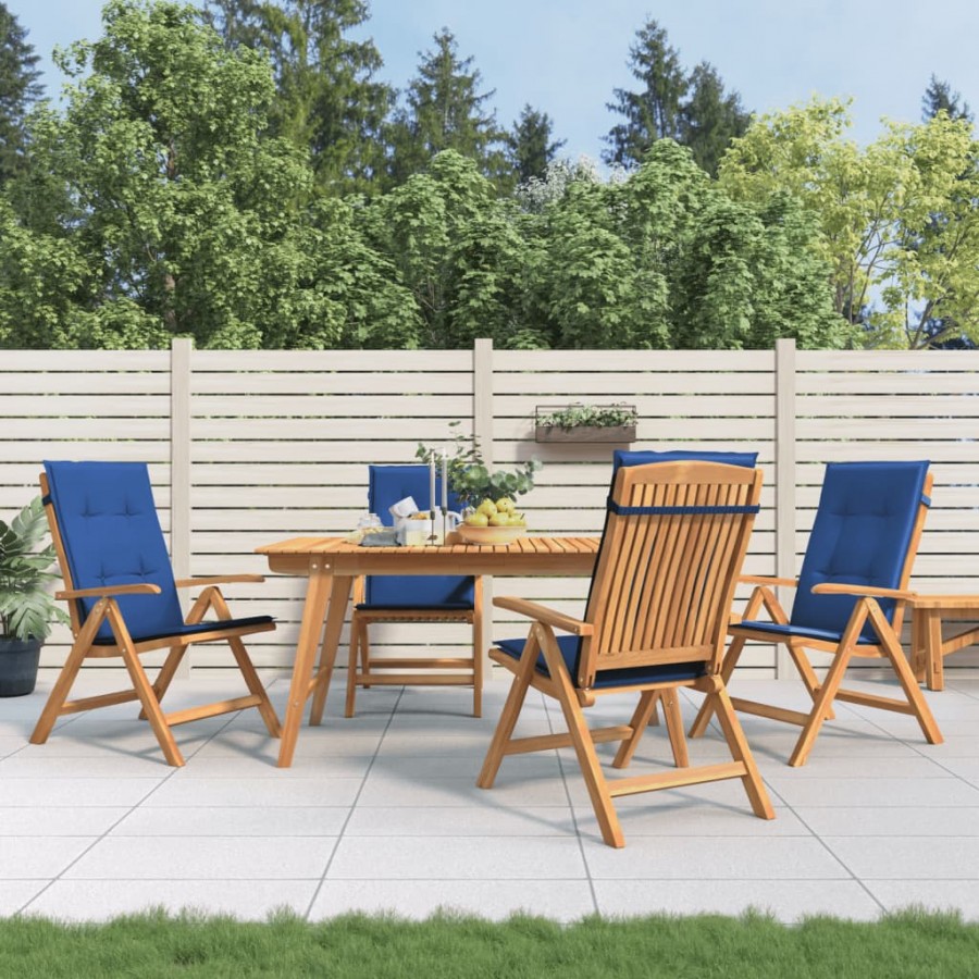 Chaises de jardin inclinables 4pcs et coussins bois massif teck