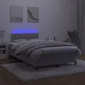 cadre de lit avec matelas LED Gris clair 120x200 cm