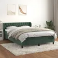 cadre de lit et matelas Vert foncé 140x190cm Velours