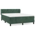 cadre de lit et matelas Vert foncé 140x190cm Velours
