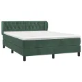 cadre de lit et matelas Vert foncé 140x190cm Velours