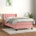 cadre de lit avec matelas Rose 100x200 cm Velours