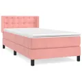 cadre de lit avec matelas Rose 100x200 cm Velours