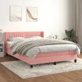 cadre de lit avec matelas Rose 140x200 cm Velours