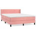 cadre de lit avec matelas Rose 140x200 cm Velours