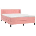 cadre de lit avec matelas Rose 140x200 cm Velours