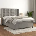 cadre de lit et matelas Gris clair 140x200cm Velours