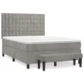 cadre de lit et matelas Gris clair 140x200cm Velours
