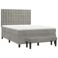 cadre de lit et matelas Gris clair 140x200cm Velours