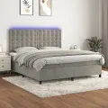 cadre de lit matelas et LED Gris clair 160x200 cm