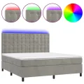 cadre de lit matelas et LED Gris clair 160x200 cm