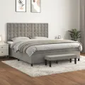 cadre de lit et matelas Gris clair 160x200cm Velours