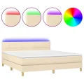 cadre de lit avec matelas LED Crème 160x200 cm Tissu