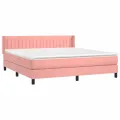 cadre de lit avec matelas Rose 160x200 cm Velours