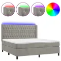 cadre de lit matelas et LED Gris clair 160x200 cm