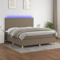 cadre de lit et matelas et LED Taupe 160x200cm Tissu