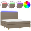 cadre de lit et matelas et LED Taupe 160x200cm Tissu