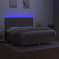 cadre de lit et matelas et LED Taupe 160x200cm Tissu