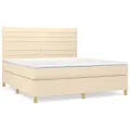 cadre de lit avec matelas Crème 160x200 cm Tissu