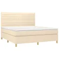 cadre de lit avec matelas Crème 160x200 cm Tissu