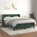 cadre de lit et matelas Vert foncé 140x190cm Velours