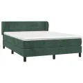 cadre de lit et matelas Vert foncé 140x190cm Velours