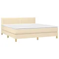 cadre de lit avec matelas Crème 160x200 cm Tissu