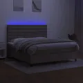 cadre de lit et matelas et LED Taupe 160x200cm Tissu