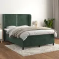 cadre de lit et matelas Vert foncé 140x190cm Velours