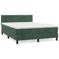 cadre de lit et matelas Vert foncé 140x190cm Velours
