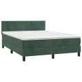 cadre de lit et matelas Vert foncé 140x190cm Velours