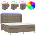 cadre de lit matelas et LED Taupe 160x200 cm Tissu