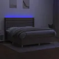 cadre de lit matelas et LED Taupe 160x200 cm Tissu