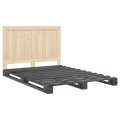 Cadre de lit avec tête de lit gris 140x200 cm bois pin massif