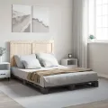 Cadre de lit avec tête de lit gris 140x200 cm bois pin massif