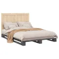 Cadre de lit avec tête de lit gris 140x200 cm bois pin massif