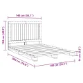 Cadre de lit avec tête de lit gris 140x200 cm bois pin massif