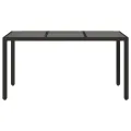 Table de jardin dessus en verre Noir 150x90x75cm Résine tressée