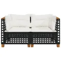 Canapés d'angle de jardin et coussins 2 pcs noir résine tressée