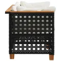 Canapés d'angle de jardin et coussins 2 pcs noir résine tressée
