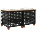 Canapés d'angle de jardin et coussins 2 pcs noir résine tressée