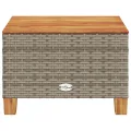Table de jardin gris 55x55x36 cm résine tressée et bois acacia