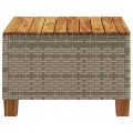 Table de jardin gris 55x55x36 cm résine tressée et bois acacia