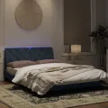 Cadre de lit avec lumières LED gris foncé 140x200 cm velours