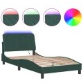 Cadre de lit avec lumières LED vert foncé 100x200 cm velours