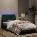 Cadre de lit avec lumières LED vert foncé 100x200 cm velours