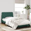 Cadre de lit avec lumières LED vert foncé 100x200 cm velours